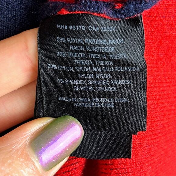 Moth Anthropologie Amoruso Two Toned Knit Cardigan Sweater Jacket Navy Red XS - Picture 15 of 16